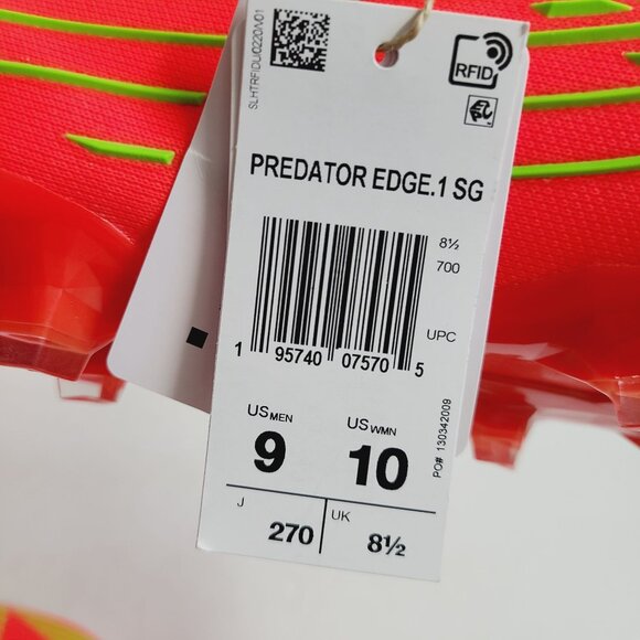 NEW Adidas Predator Edge.1 SG Soccer Cleats GW1016 Size 9 Solar Red main image 5